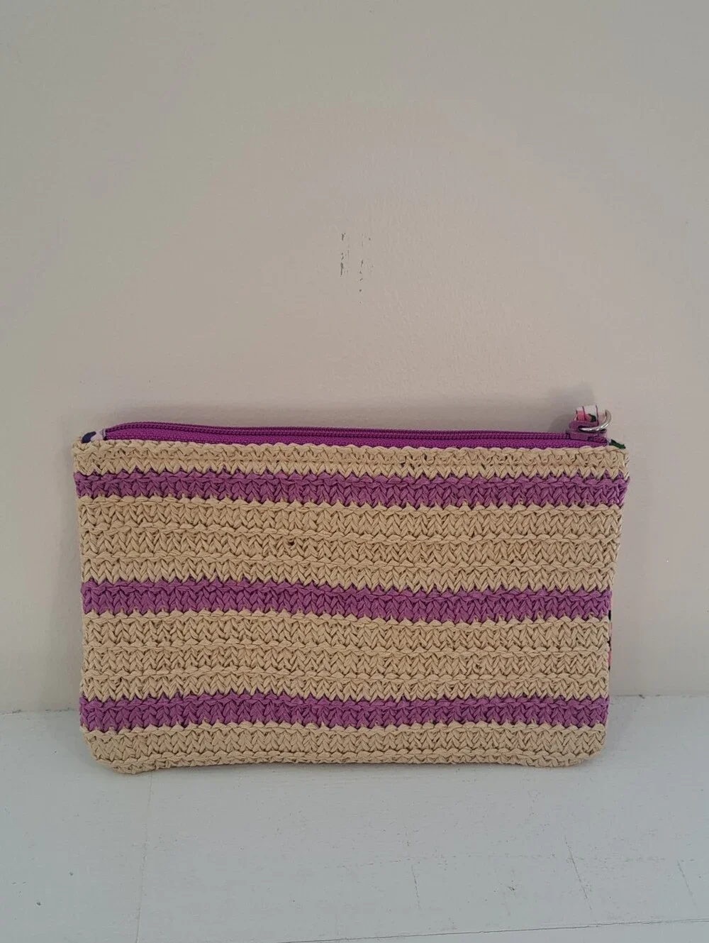 NWOT Vera Bradley Straw Clutch With Embroidered Crab Coastal Beach Ocean Mermaid